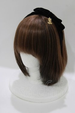 画像1: ALICE and the PIRATES / 別珍リボンカチューシャ  ブラック H-26-04-06-075-PA-AC-NS-ZH