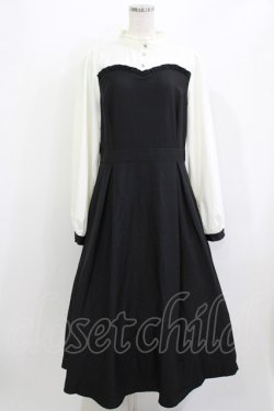 画像1: DearMyLoveRose / フリルスタンドカラービスチェワンピース 3L ブラック H-26-04-06-017-EL-OP-NS-ZH