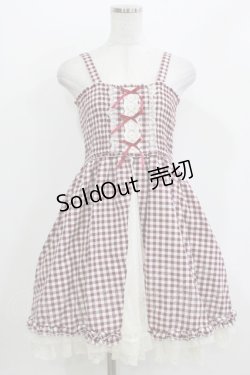 画像1: axes femme / ギンガムシャーリングキャミワンピース M ワイン H-26-04-06-021-AX-OP-NS-ZH