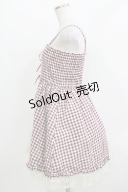 画像2: axes femme / ギンガムシャーリングキャミワンピース M ワイン H-26-04-06-021-AX-OP-NS-ZH