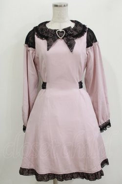 画像1: LIZ LISA / 肩レース切替ワンピース Free ピンク/ブラック H-26-04-07-027-LO-OP-NS-ZH