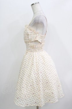 画像2: axes femme POETIQUE / ハートドット刺繍ギンガムワンピース M ベージュ H-26-04-07-032-AX-OP-NS-ZH