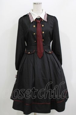 画像1: Amavel / ピンストライプシャツカラーワンピース Free ブラック H-26-04-07-034-CA-OP-NS-ZH