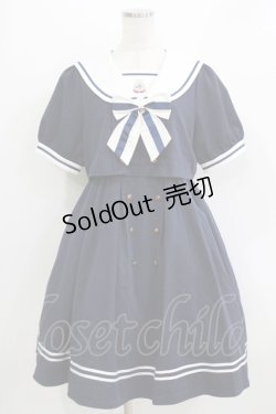 画像1: Amavel / Ribbon Emblem Setup風セーラーワンピース（ミドル丈） Free ネイビー H-26-04-07-004-CA-OP-NS-ZH