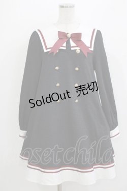 画像1: Amavel / スクエアカラーセーラー裏毛ワンピース Free グレー H-26-04-07-035-CA-OP-NS-ZH