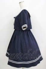 画像2: Amavel / Ribbon Emblem Setup風セーラーワンピース（ミドル丈） Free ネイビー H-26-04-07-004-CA-OP-NS-ZH (2)