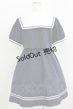 画像3: Amavel / Ribbon Emblem Setup風セーラーワンピース（ミドル丈） Free ネイビー H-26-04-07-004-CA-OP-NS-ZH