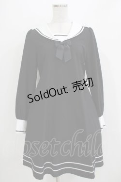 画像1: Innocent World White / セーラーカラーAラインワンピース L ブラック H-26-04-07-039-IW-OP-NS-ZH