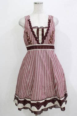 画像1: axes femme / ストライプ柄ジャンドレ M ワイン H-26-04-07-040-AX-SK-NS-ZH