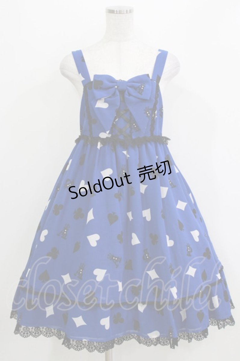画像1: Angelic Pretty / Royal Cardsハイウエストジャンパースカート Free ブルー H-26-04-07-005-AP-OP-NS-ZH (1)