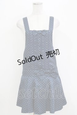 画像1: Innocent World / ドット柄サロペットジャンパースカート M ブルー H-26-04-07-049-IW-OP-NS-ZH