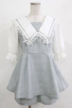 画像1: NOEMIE / レースフリルセーラーセットアップ M ブルー H-26-04-07-054-LO-OP-NS-ZH