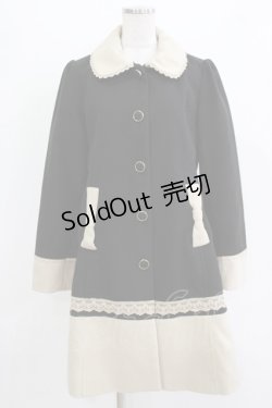 画像1: axes femme / バイカラーAコート L ブラック/アイボリー H-26-04-07-057-AX-CO-NS-ZH