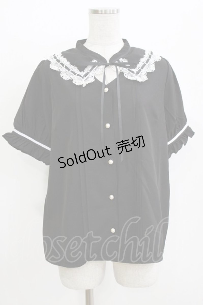 画像1: axes femme / カットワークブラウス L ブラック/ホワイト H-26-04-07-069-AX-BL-NS-ZH (1)