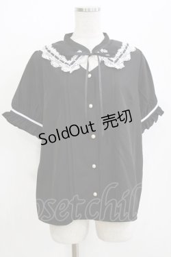 画像1: axes femme / カットワークブラウス L ブラック/ホワイト H-26-04-07-069-AX-BL-NS-ZH