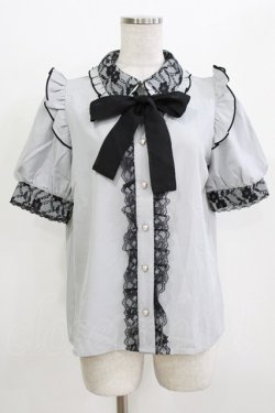 画像1: NOEMIE / レース切替ブラウス M グレー/ブラック H-26-04-07-071-LO-BL-NS-ZH