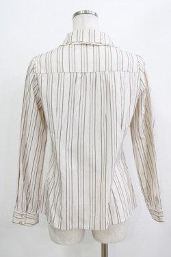 画像3: axes femme / ストライプ長袖ブラウス M 生成り/ブラウン H-26-04-07-072-AX-BL-NS-ZH