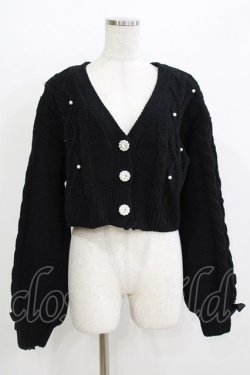 画像1: NOEMIE / パールボタンカーディガン M ブラック H-26-04-07-073-LO-TO-NS-ZH