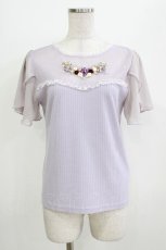 画像1: axes femme / お花手刺繍カットプルオーバー M ラベンダー H-26-04-07-076-AX-TO-NS-ZH (1)