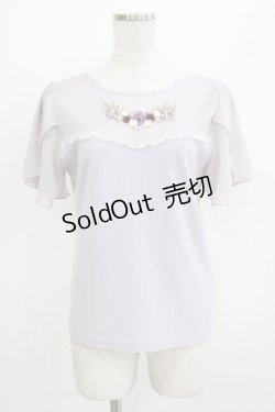 画像1: axes femme / お花手刺繍カットプルオーバー M ラベンダー H-26-04-07-076-AX-TO-NS-ZH