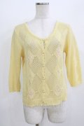 axes femme / ローズ刺繍編みニットカーディガン M イエロー H-26-04-07-078-AX-TO-NS-ZH