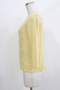 画像2: axes femme / ローズ刺繍編みニットカーディガン M イエロー H-26-04-07-078-AX-TO-NS-ZH