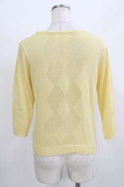 画像3: axes femme / ローズ刺繍編みニットカーディガン M イエロー H-26-04-07-078-AX-TO-NS-ZH