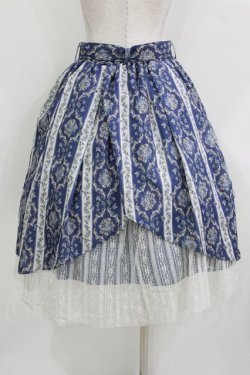 画像3: axes femme / バラ×ストライプ柄スカート M ブルー H-26-04-07-013-AX-OP-NS-ZH