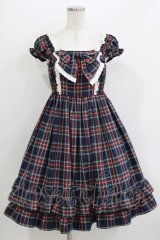 BABY,THE STARS SHINE BRIGHT / タータンチェックカチューシャ&リボンミニ袖ジャンパースカートセット Free ネイビー H-26-04-07-014-BA-OP-NS-ZH