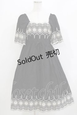 画像1: SERAPHIM / 薔薇のスカラップレースワンピース Free ブラック H-26-04-07-016-LO-OP-NS-ZH