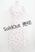 LODISPOTTO / 肩フリルドットブーケワンピース M ピンク H-26-04-07-019-LO-OP-NS-ZH