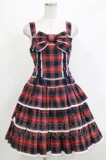 画像1: Angelic Pretty / Fancyタータンチェックジャンパースカート Free ネイビー H-26-04-08-003-AP-OP-NS-ZH (1)