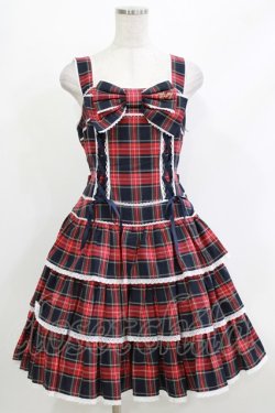 画像1: Angelic Pretty / Fancyタータンチェックジャンパースカート Free ネイビー H-26-04-08-003-AP-OP-NS-ZH