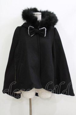 画像1: To Alice / ふわふわラビットマントコート(中綿入り) Free ブラック H-26-04-08-027-LO-CO-NS-ZH
