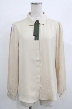 画像1: F i.n.t / Bookmarkタイ付きブラウス Free BEIGE×GR H-26-04-08-036-CA-BL-NS-ZH