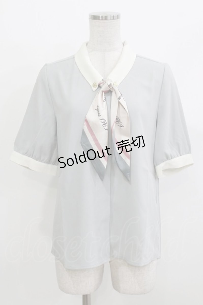 画像1: an another angelus / ロゴラインスカーフ付き5分袖シャツ Free MINT GRAY H-26-04-08-038-CA-OP-NS-ZH (1)