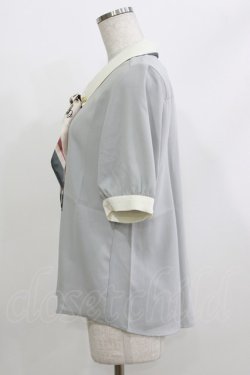 画像2: an another angelus / ロゴラインスカーフ付き5分袖シャツ Free MINT GRAY H-26-04-08-038-CA-OP-NS-ZH