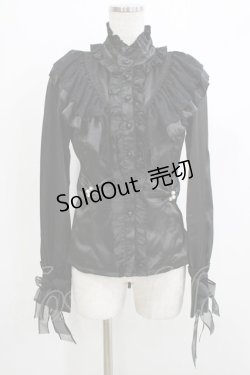 画像1: Pretty・G（海外ロリータブランド） / サテンブラウス M ブラック H-26-04-08-042-PU-BL-NS-ZH