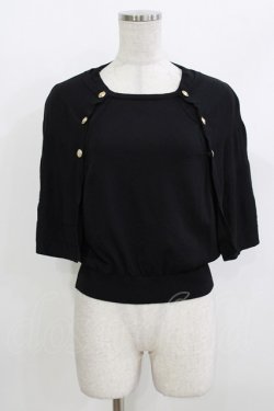 画像1: an another angelus / チェーン付きダブル釦2wayケープニット Free BLACK H-26-04-08-044-CA-TO-NS-ZH