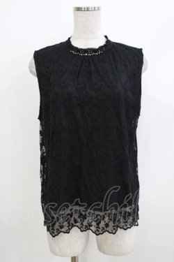 画像1: axes femme / チュール刺繍ノースリプルオーバー Free ブラック H-26-04-08-050-AX-TO-NS-ZH