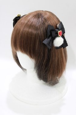 画像1: Amavel / Fluffy Jewels Bunnyリボンクリップ  ブラック H-26-04-08-080-CA-AC-NS-ZH