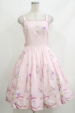 画像1: Innocent World / Japanese Butterflyティアードジャンパースカート M ピンク H-26-04-08-006-IW-OP-NS-ZH