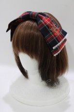 画像1: Angelic Pretty / Fancyタータンチェックカチューシャ  ネイビー H-26-04-08-084-AP-AC-NS-ZH (1)
