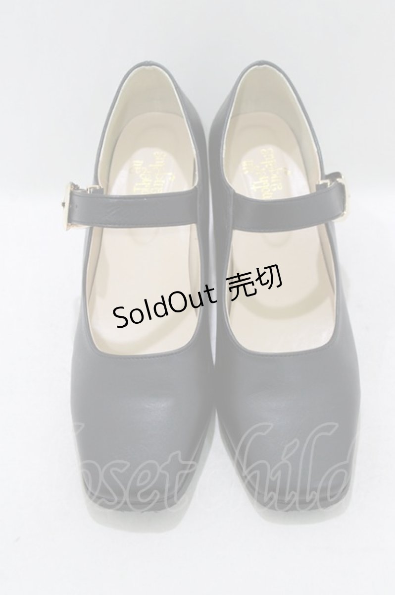 画像1: an another angelus / ワンストラップスクエアトゥパンプス LL/25.5cm~26cm ブラック H-26-04-08-085-CA-SH-NS-ZH (1)