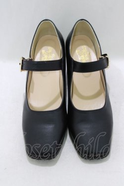 画像1: an another angelus / ワンストラップスクエアトゥパンプス LL/25.5cm~26cm ブラック H-26-04-08-085-CA-SH-NS-ZH