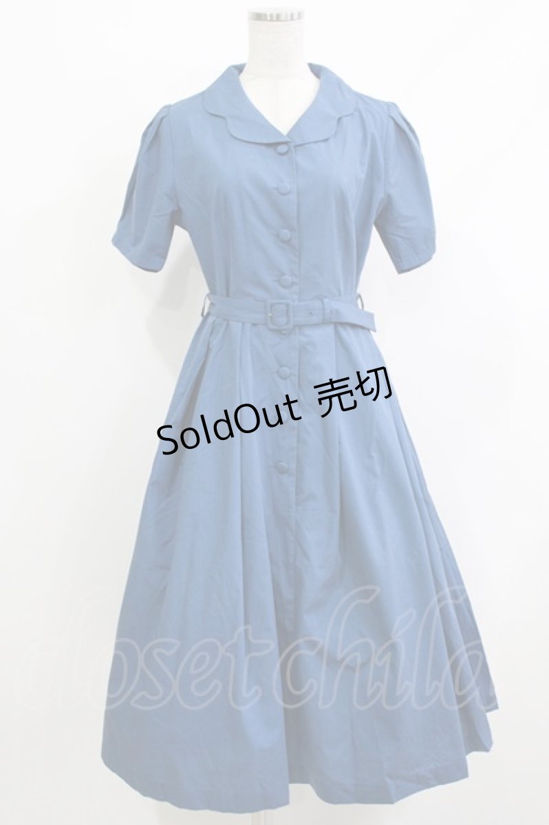 画像1: an another angelus / スカラップ開衿シャツワンピース Free BLUE H-26-04-08-012-CA-OP-NS-ZH (1)