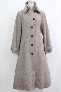 画像1: an another angelus / ファー衿付きヘリンボーンコート Free MOCHABROWN H-26-04-08-013-CA-CO-NS-ZH