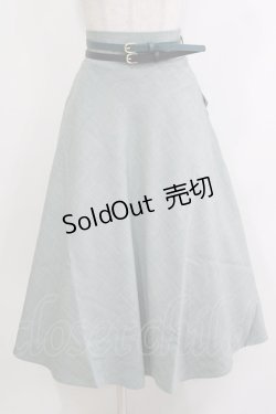 画像1: an another angelus / ダブルベルトサマーツイードフレアースカート Free BLUE GREEN H-26-04-08-020-CA-SK-NS-ZH