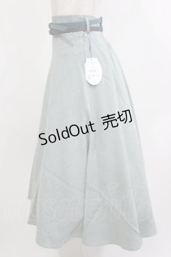 画像2: an another angelus / ダブルベルトサマーツイードフレアースカート Free BLUE GREEN H-26-04-08-020-CA-SK-NS-ZH