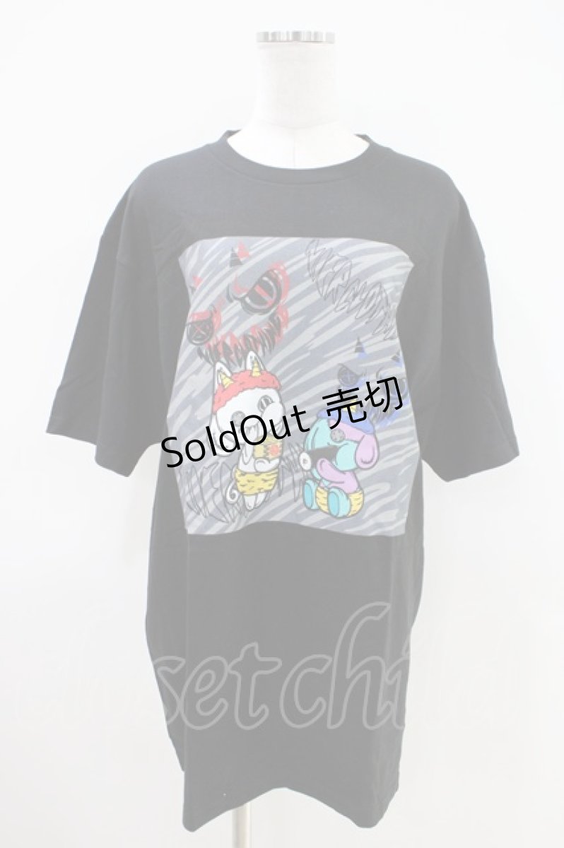 画像1: NieR Clothing / プリント半袖CUTSEW XL 黒 H-26-04-09-1008-PU-TO-AK-ZH (1)